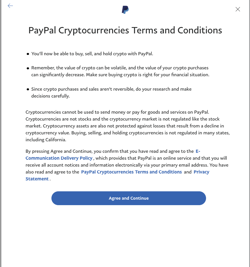 Paypal’s Terms and Conditions